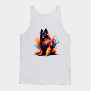 Vibrant Belgian Tervuren in Colorful Splash Art Tank Top